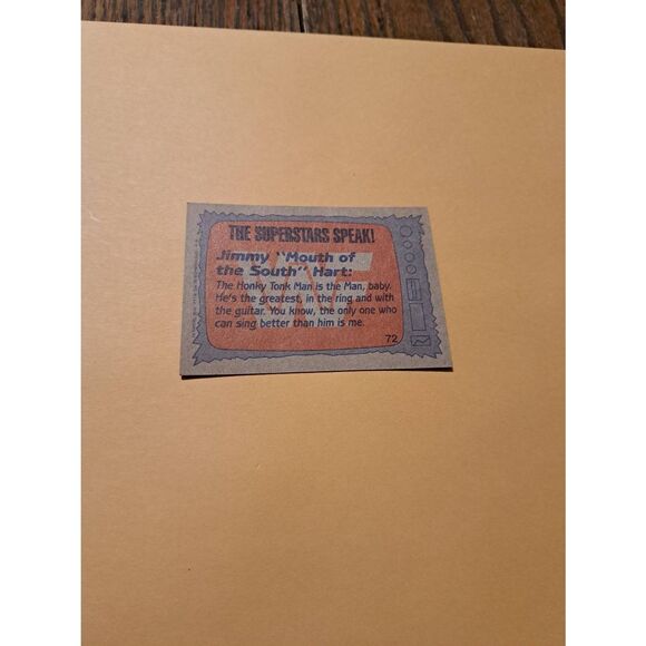 Vintage 1987 WWF Topps Trading Card 72 Honky Tonk Man Jimmy Hart Superstar Speak - Picture 2 of 2